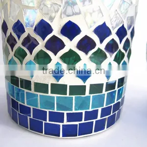 Blue&white Ocean Theme Mercury Electroplated Glass Containers Good Quality Candle Canister for Summer Holiday thumbnail-4