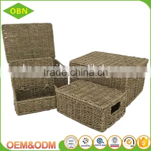 Wholesale Customized Natural Handmade Folding Seagrass Basket With Lid thumbnail-3