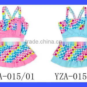 Baby 2 Piece Swimsuit Rainbow Heart Girls Bathing Suit thumbnail-6