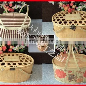 Strong Bamboo Storage Basket With Handle thumbnail-1