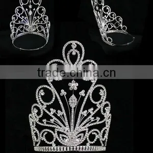 Large Rhinestone Beauty Contest Crystal Jeweled Pageant Crowns Halo H172-142 thumbnail-2