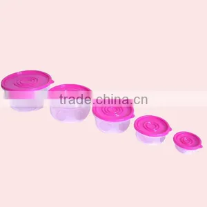 5Pcs Kitchen Containers Crisper Box Round Plastic Food Crisper thumbnail-6
