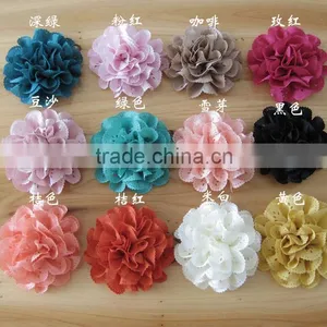 Fabric Flower With Rhinestone in Center for Kids Hair Accessories thumbnail-4