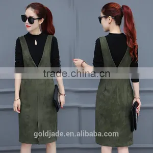 2016 Manufacturer Autumn-wear Fashionable 100% Cotton Ladies Dress With Strap thumbnail-3