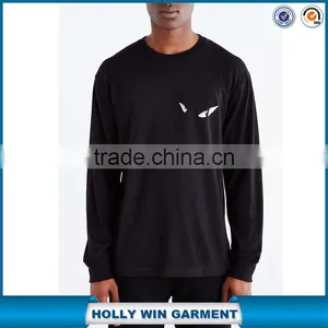 Black Long Sleeve Roach Plain T-shirts for Men thumbnail-1