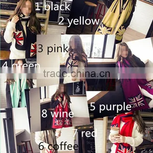 Autumn and Winter Latest Design British Flag Design Knit With Pocket Couple Knit Scarf thumbnail-3