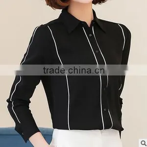 Custom Beautiful Cheap Designs for Women Formal Fashionable Chiffon Long Sleeve Shirts thumbnail-2