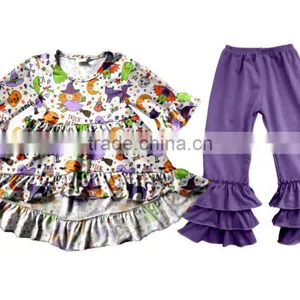 2017 Girls Pumpkin Outfits Kids Halloween Pant Sets Clothes Wholesale Children's Boutique Clothing Baby Outfits thumbnail-3