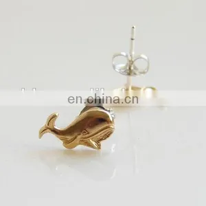 Teeny Tiny Gold Whale Earrings Smiling Whale Stud Earrings thumbnail-2