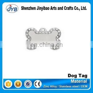 Bone Shaped Aluminum Dog Tag With Diamond thumbnail-1