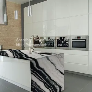 White Mix Black China Panda Marble Worktops, Stairs Floor Tiles thumbnail-1