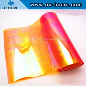 BT213 Pvc Transparent Holographic Composite Orange Rainbow Film thumbnail-1