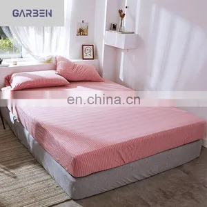 100% Cotton Knit Fabric Fitted Sheet Mattress Protector Queen Size Mattress Cover Four Side Elastic thumbnail-4