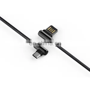 2019 Micro USB Cable USB Fast Charger Nylon Cord Micro USB 90 Degree Data Cable thumbnail-4