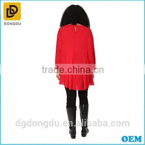 Plus Size 2016 New Summer High Quality Women Pleated Bell Sleeve Blouse thumbnail-4