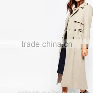 Military Style Long Trench Cashmerefitted Coat for Woman thumbnail-4