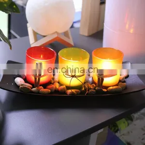 2020 Europe Stylish Hot Seller Amazon Battery Led Light Glass Dinner Decoration Swirling Glitter Candle Holder thumbnail-4