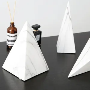 Water Transfer Printing Pyramid Figure Marble Triangular White Home Art Decoration thumbnail-2