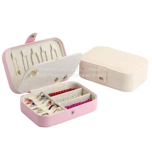 Beige Pink Light Pink 3 Colors Leather Jewelry Box Mini Jewelry Storage Box thumbnail-1