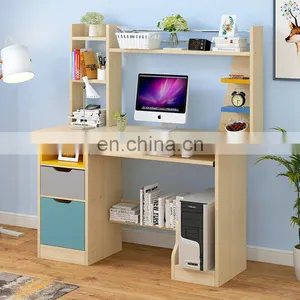 Bedroom Furniture Computer Laptop Desk Wooden Study Learning Small Modern Simple Computer Table Desk With Shelves thumbnail-1