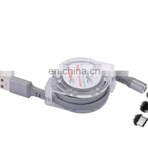 Hot Sale New Retractable 3 In 1 USB Magnetic Charging Cable For Mobile Phone Cable Ios/Type-C/Android thumbnail-3