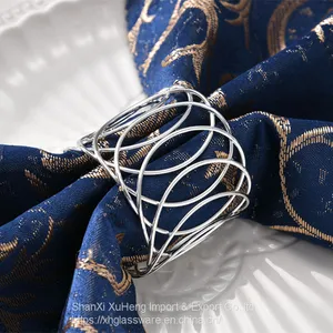 Wire Loop Napkin Ring Loop Napkin Ring Silk Cloth Ring Napkin Buckle Gold Cross Border Spot Wedding Metal Stainless Steel thumbnail-3