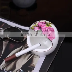 Originality Ceramic Rose Flower Ashtray Porcelain Keep Out the Wind Smoking Set thumbnail-1