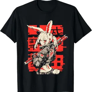 Techwear Harajuku Bunny Girl T-Shirt Design Your Own Logo thumbnail-1