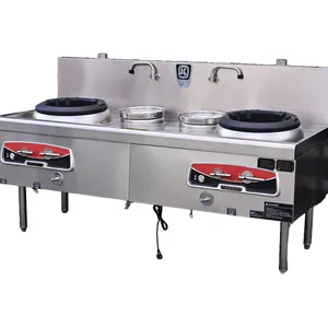 Quiet Kitchen Two Woks Two Warmer 41kW Commercial Gas Burner 220V 50Hz thumbnail-1