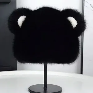 Bear Ear Faux Fur Bucket Hat thumbnail-2