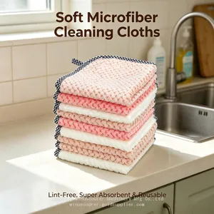 Multi Purpose Absorbent Microfiber Cleaning Towels Assorted Bright Colors Reusable Household Rags thumbnail-3