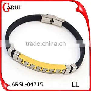 Silicon Magnetic Bracelet Black Color Stainless Steel Custom Silicone Bracelets thumbnail-1