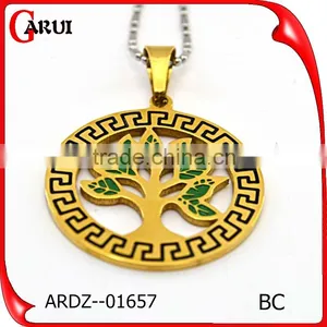 Vacuum Plating Silver Rose Gold Round Shape Wholesale Fashion Jewelry Tree of Life Pendant thumbnail-2