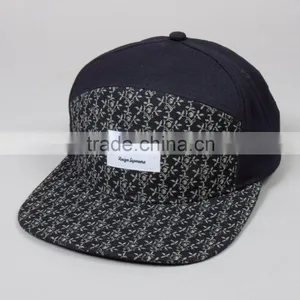 Custom 5 Panel Hat and Camo Flat Peak and Leather Strap Fabric for Summer Hat thumbnail-3