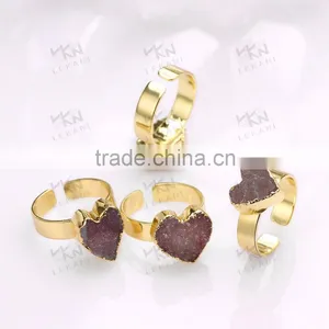 Available Stock Jewelry Natural Crystal Heart Ring Design Wholesale thumbnail-1
