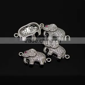 CZ6444 Mirco cz Pave Elephant Bracelet Charm Connector thumbnail-1