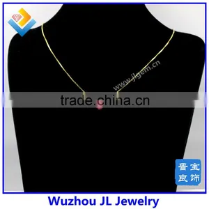 Fashion Synthetic 12mm Pink Heart Opal Stone 18K Gold Plated 925 Silver Necklace Jewelry thumbnail-2