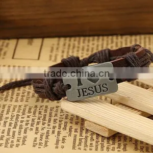 >>Best Selling Christian I LOVE JESUS Leather Bracelet/ thumbnail-3