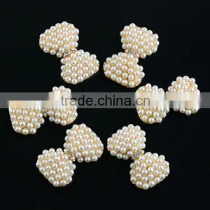 Wholesale Lovely Bow Shape Pearl Embellishment,Pearl Accessories Plated With Gold For Headband thumbnail-2