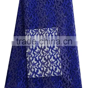 Chowleedee CL17-105 Royal Blue Tulle French Lace Fabric,top Quality French Lace Material for Dress thumbnail-4
