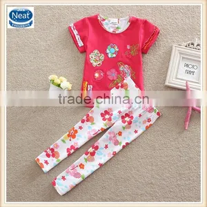 2 Colors (TS220) Neat 2-6Y Guanghou Wholesale Children Wear Baby Summer Set Beautiful Kids Girls Suits thumbnail-1