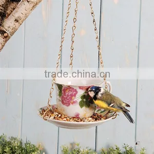 Hanging Teacup Ceramic Bird Feeder thumbnail-1
