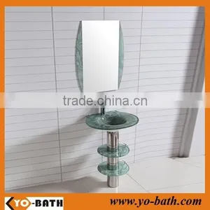 Coloured Glass Washing Basin, Glass Waterfall Basin Tap, Glass Basin Countertop YO-G018 thumbnail-1