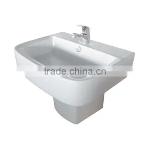 23 Inch Ceramic Bathroom Half Pedestal Design Sanitary Square Basin thumbnail-4