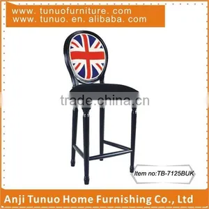 Black High Bar Stool Wooden Bar Chair With UK Flag TB-7125BUK thumbnail-1