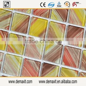 4mm Linear Wall Design Tile Good Price 25*25 Mixed Colour Glass Mosaic thumbnail-4
