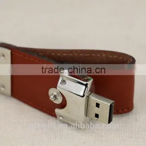 Factory Wholesale Wedding Promotional Gift Customized Corlor Logo Leather USB Flash Drive 8GB thumbnail-3