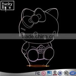 Custom Acrylic Hello Kitty Shape 7 Colors Changing Desk Table Lamp Illusion 3d Led Night Light thumbnail-1