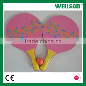 Wooden Tennis Ball Beach Rackets in Mesh Bag thumbnail-1