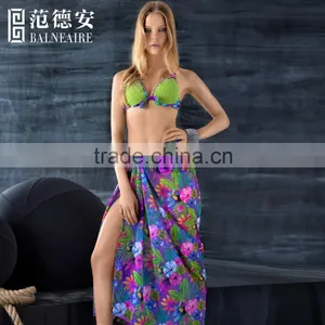 Balneaire Fashion Flower Print Color Sexy Beach Bikini Cover up 2016 thumbnail-1